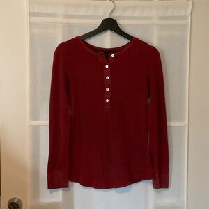 Roots Burgandy Long Sleeve Henley Shirt